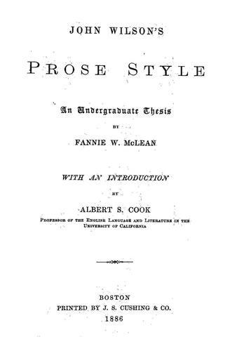 John Wilson's prose style