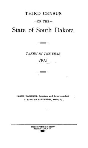 Third census of the state of South Dakota, taken in the year 1915