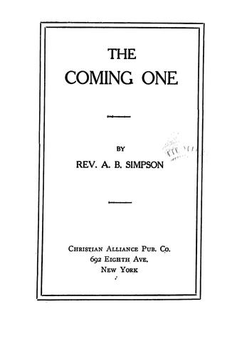 The coming One