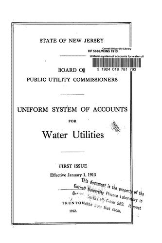 Uniform system of accounts for water utilities
