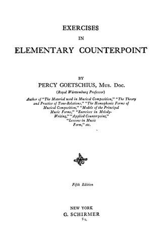 Exercises in elementary counterpoint