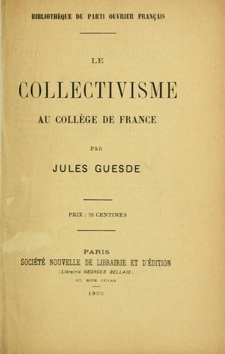 Le collectivisme au Collège de France