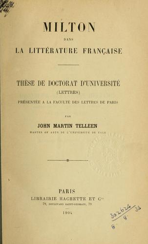 Milton dans la littérature française