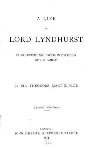 A life of Lord Lyndhurst from letters and papers in possession of his family