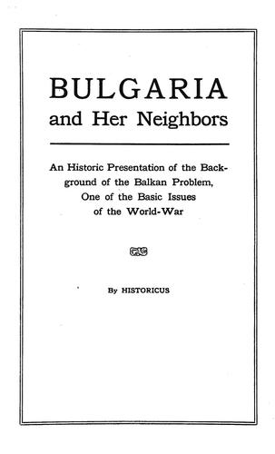 Bulgaria and her neighbors