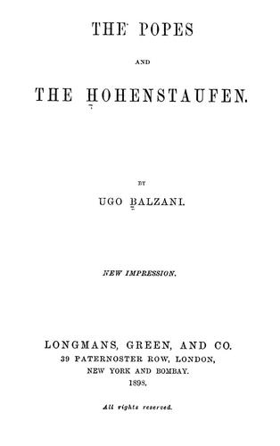 The popes and the Hohenstaufen
