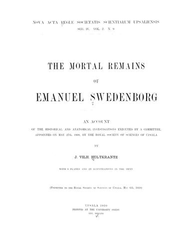 The mortal remains of Emanuel Swedenborg