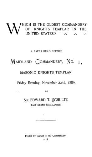Which is the oldest commandery of Knights Templar in the United States?