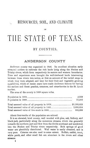 The resources, soil, and climate of Texas