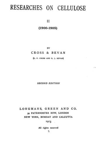 Researches on cellulose II (1900-1905)