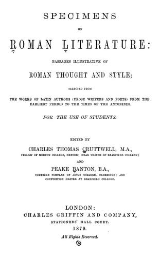 Specimens of Roman literature