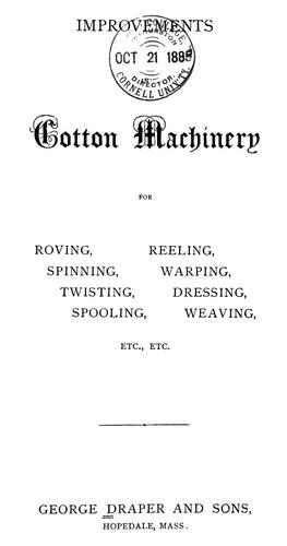 Improvements in cotton machinery