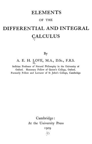 Elements of the differential and integral calculus