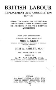 British labour, replacement and conciliation, 1914-21