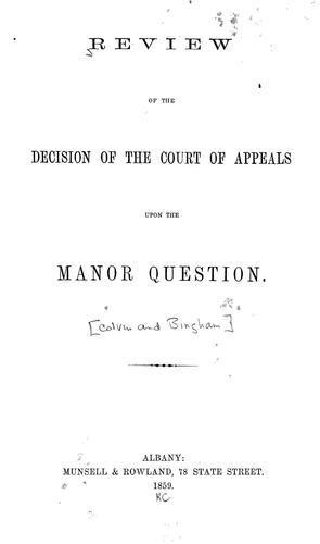 Review of the decision of the Court of appeals upon the Manor question