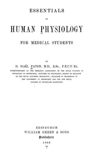 Essentials of human physiology for medical students