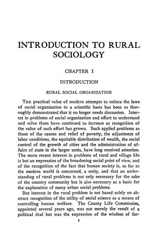 Introduction to rural sociology