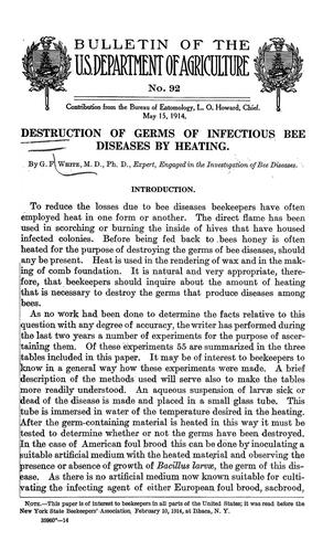 Destruction of germs of infectious bee diseases by heating