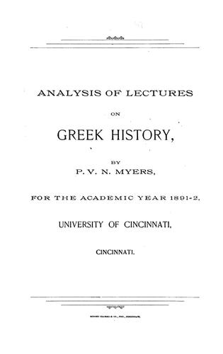 Analysis of lectures on Greek history