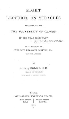 Eight lectures on miracles