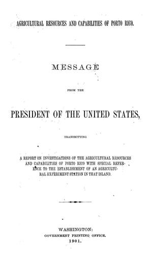 Agricultural resources and capabilities of Porto Rico