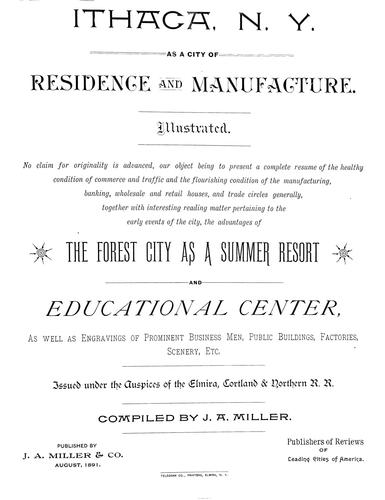 Ithaca, N.Y. as a city of residence and manufacture ...