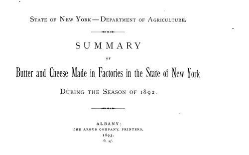 Summary of butter and cheese made in factories in the state of New York