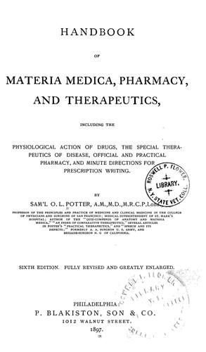 Handbook of materia medica, pharmacy, and therapeutics, including the physiological action of drugs