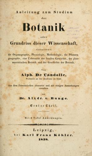 Anleitung zum Studium der Botanik