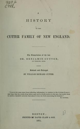 A history of the Cutter family of New England