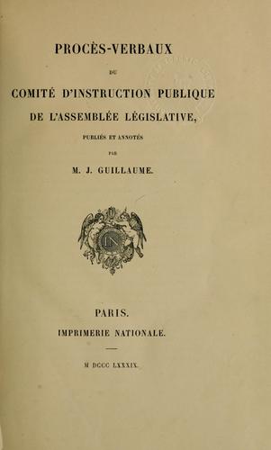 Procès-verbaux du Comité d'instruction publique de l'Assemblé législative