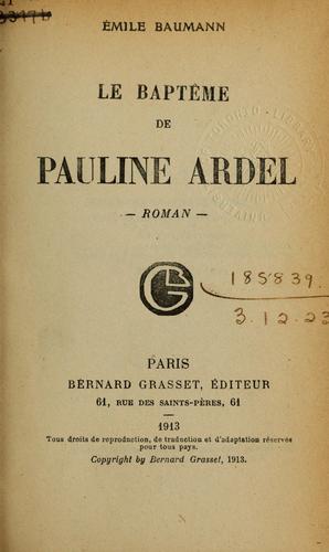Le baptême de Pauline Ardel, roman