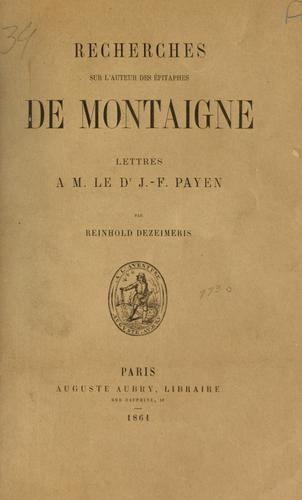 Recherches sur l'auteur des épitaphes de Montaigne
