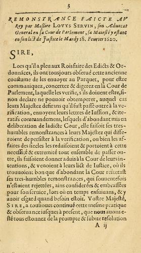 Remonstrance Faicte Av Roy