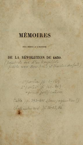 Saint-Cloud, Paris, et Cherbourg. Mémoires pour servir à l'histoire de la révolution de 1830