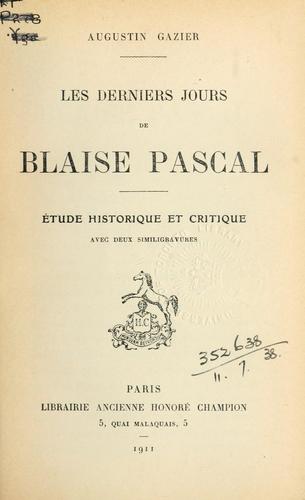 Les derniers jours de Blaise Pascal