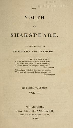 The youth of Shakspeare