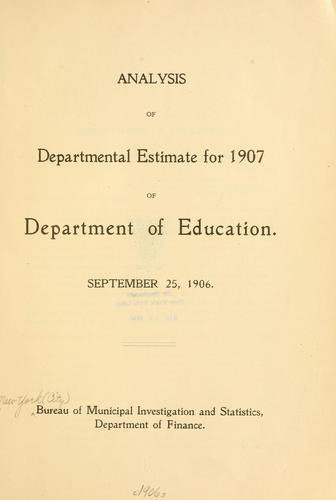Analysis of departmental estimate...