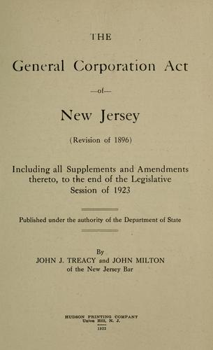 The General Corporation Act of New Jersey