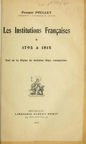 Les institutions françaises de 1795 à 1814