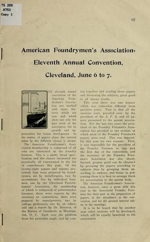 American foundrymen's association, eleventh annual convention
