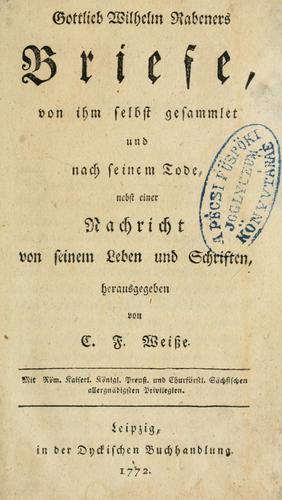 Gottlieb Wilhelm Rabeners Briefe