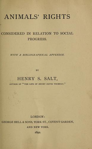 Animals' rights considered in relation to social progress