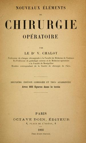 Nouveaux éléments de chirurgie opératoire