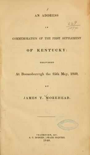 An address in commemoration of the first settlement of Kentucky