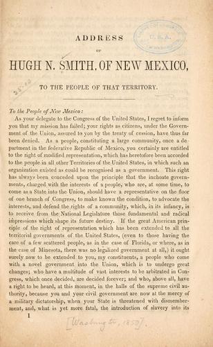 Address of Hugh N. Smith