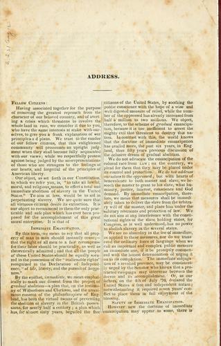 Address of the New York city anti-slavery society ..