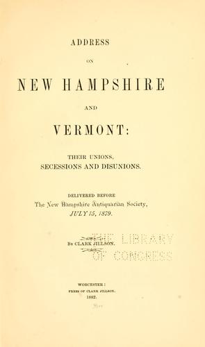 Address on New Hampshire and Vermont