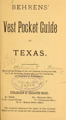 Behrens' Vest pocket guide of Texas ...