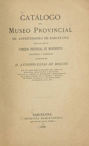 Catálogo del Museo provincial de antigüedades de Barcelona